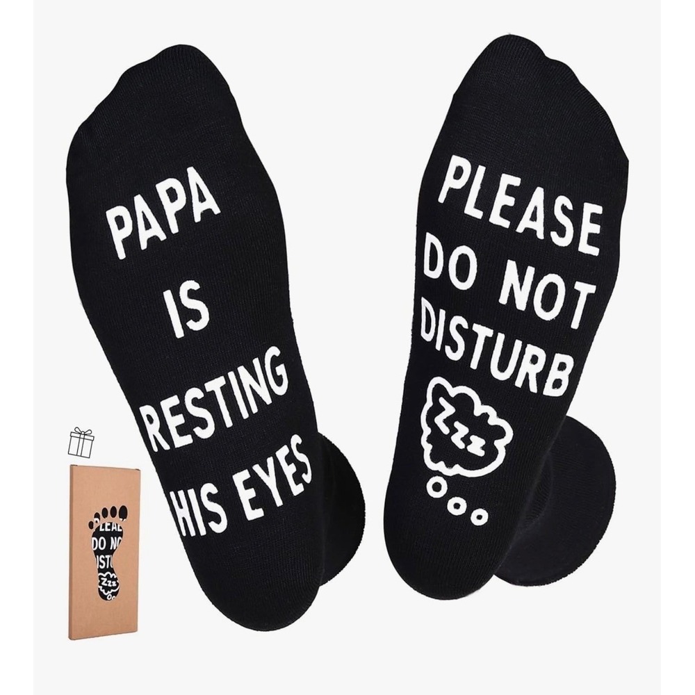 Dad Gifts for Father's Day Birthday "Papa is Resting His Eyes" Funny Socks Black
